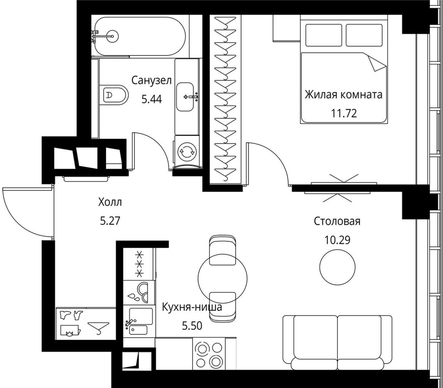 1-комнатная квартира в ЖК City Bay на 16 этаже в 1 секции. Сдача в 3 кв. 2026 г.