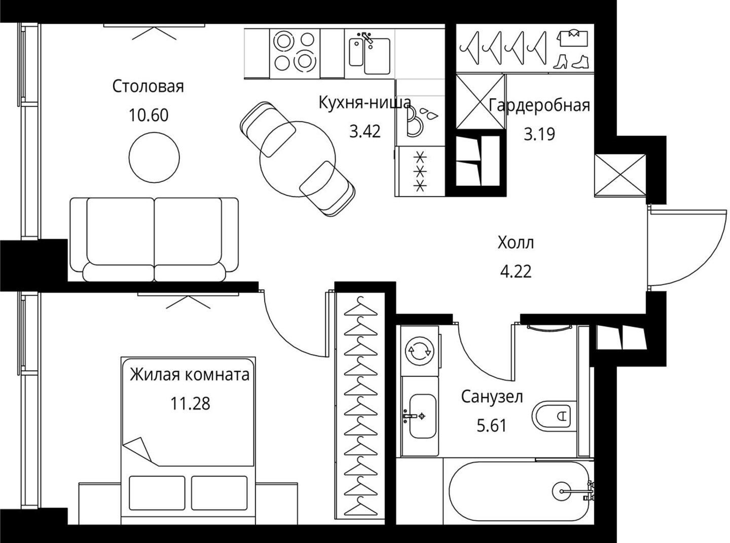 2-комнатная квартира в ЖК Friends на 10 этаже в 1 секции. Сдача в 1 кв. 2024 г.