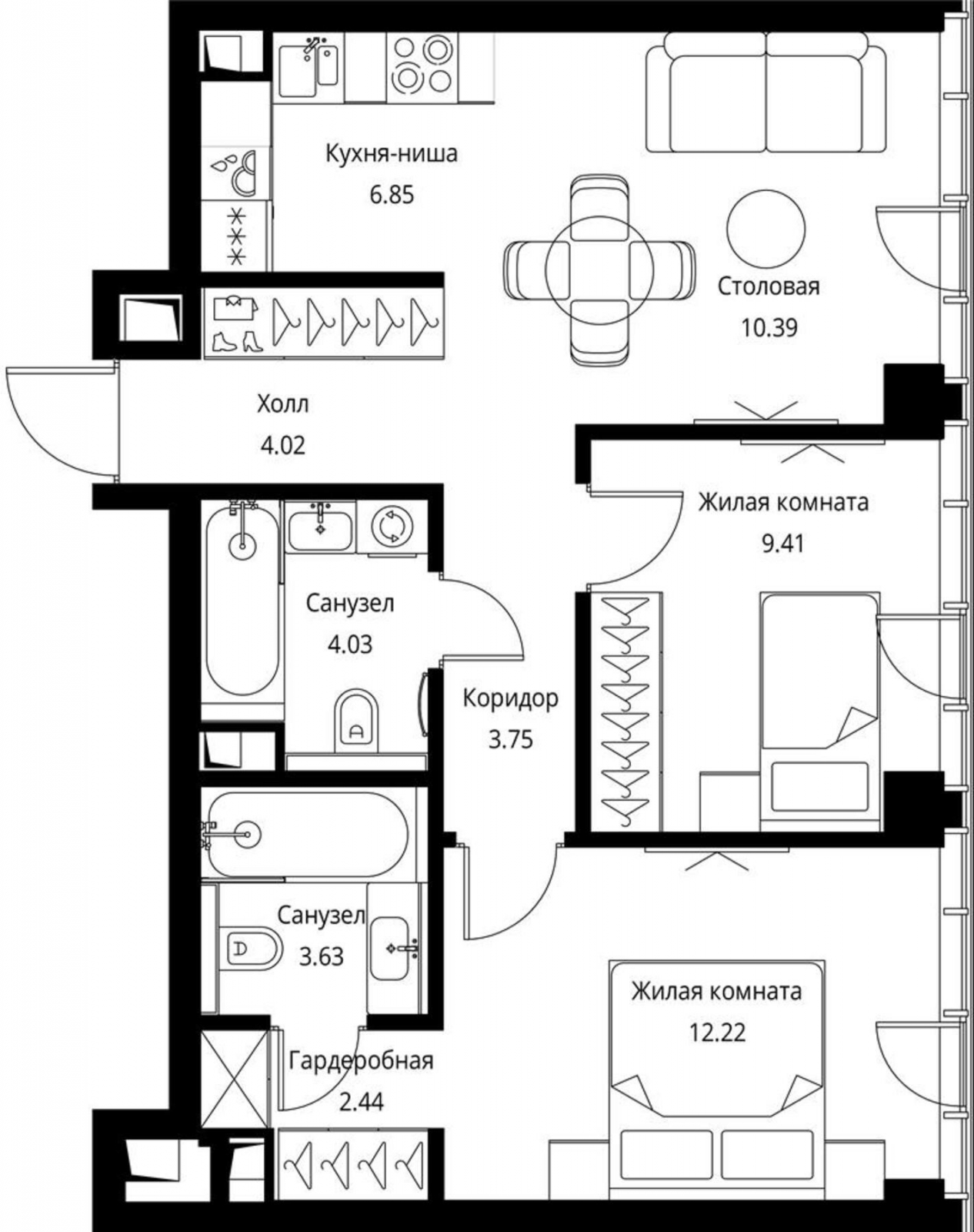 1-комнатная квартира с отделкой в ЖК Бунинские кварталы на 7 этаже в 6 секции. Сдача в 2 кв. 2026 г.