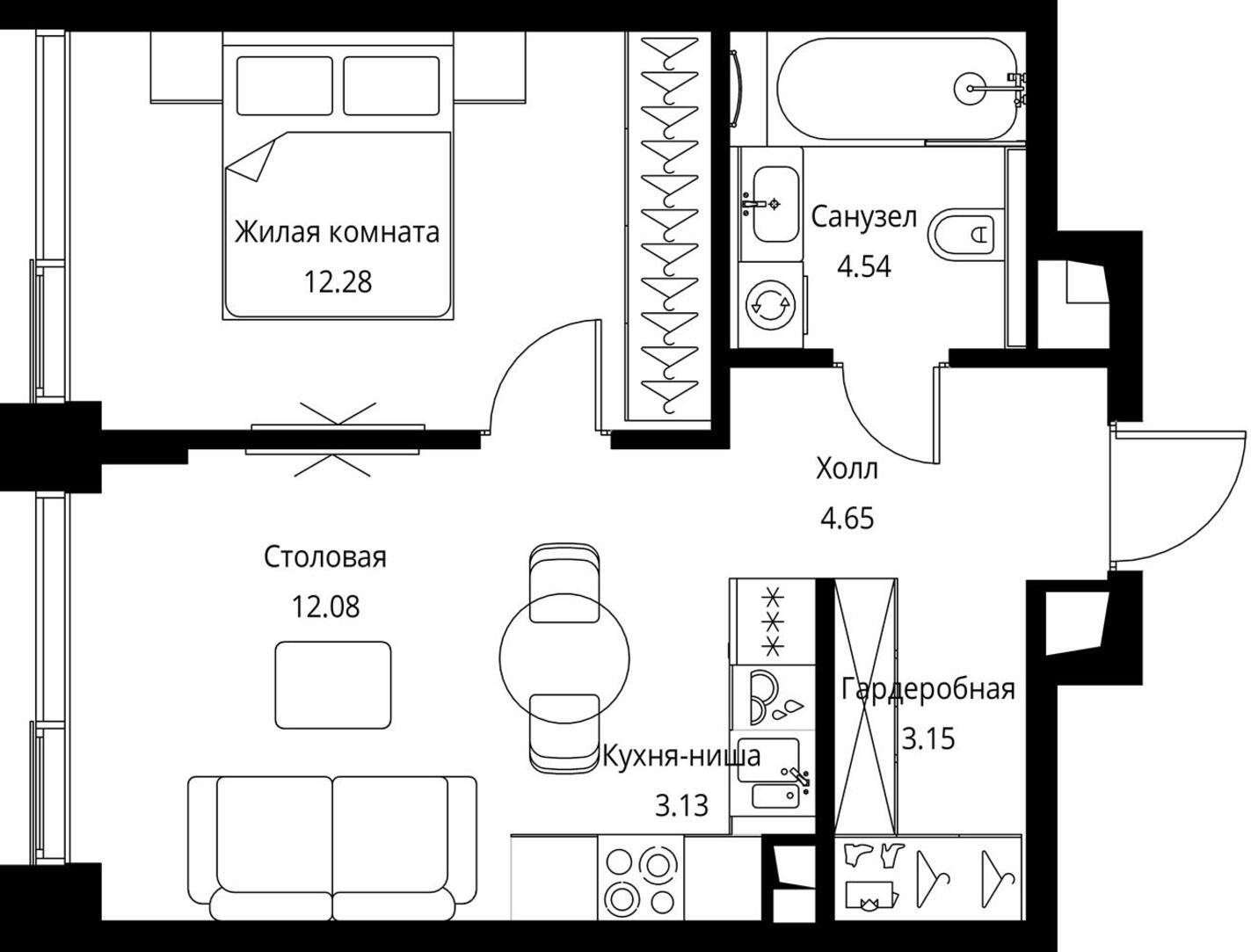1-комнатная квартира (Студия) в ЖК HighWay на 10 этаже в 4 секции. Сдача в 4 кв. 2023 г.