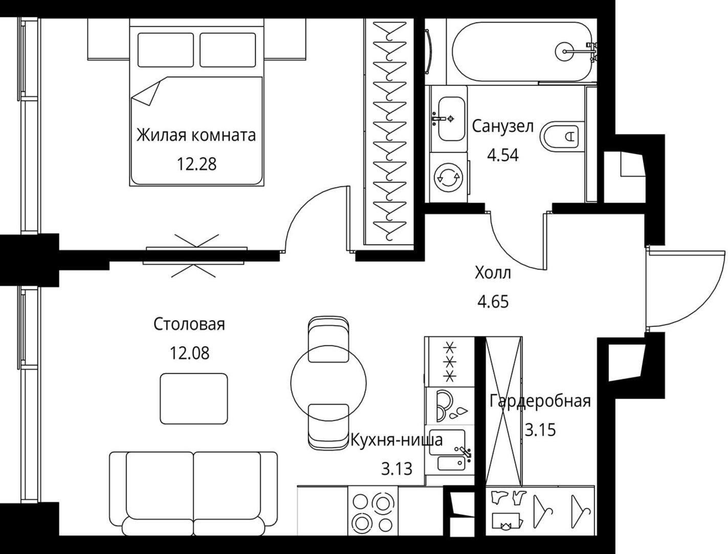 2-комнатная квартира с отделкой в ЖК Метрополия на 20 этаже в 1 секции. Сдача в 3 кв. 2024 г.