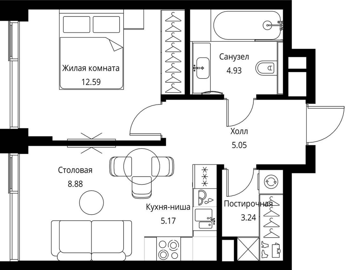 2-комнатная квартира с отделкой в ЖК Метрополия на 22 этаже в 1 секции. Сдача в 3 кв. 2024 г.