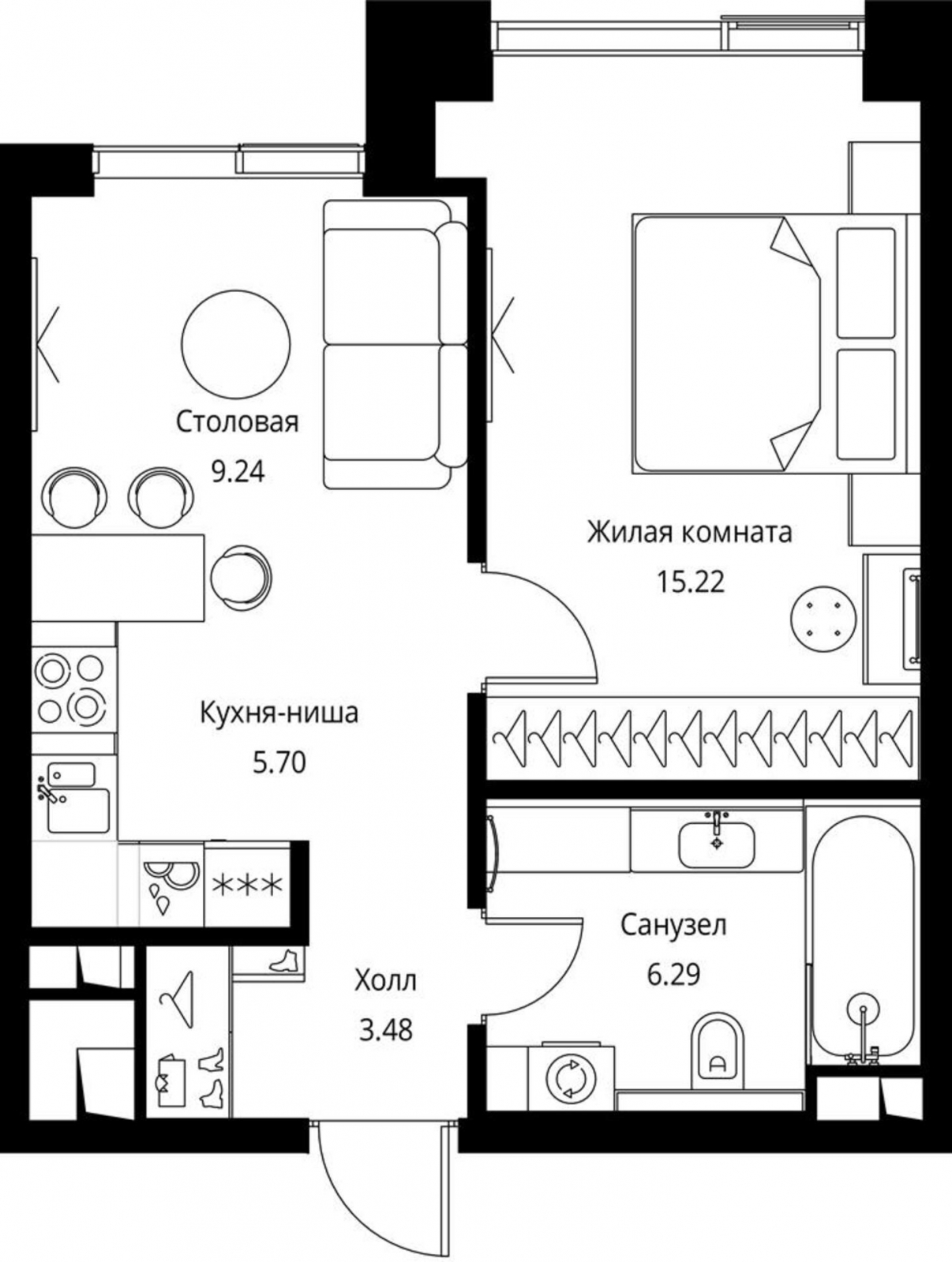 2-комнатная квартира с отделкой в ЖК City Bay на 29 этаже в 1 секции. Сдача в 3 кв. 2026 г.