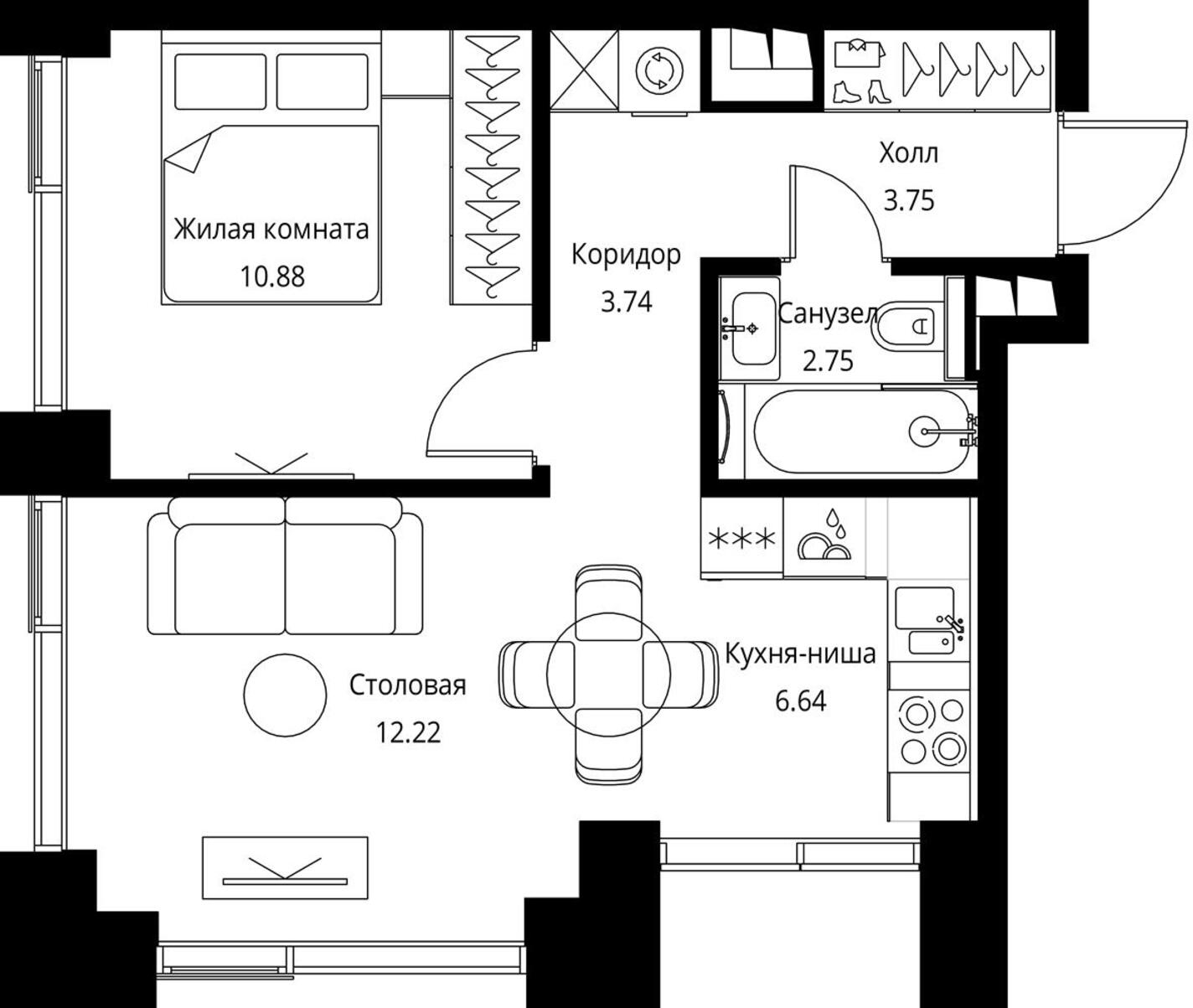 1-комнатная квартира с отделкой в ЖК City Bay на 32 этаже в 1 секции. Сдача в 4 кв. 2023 г.