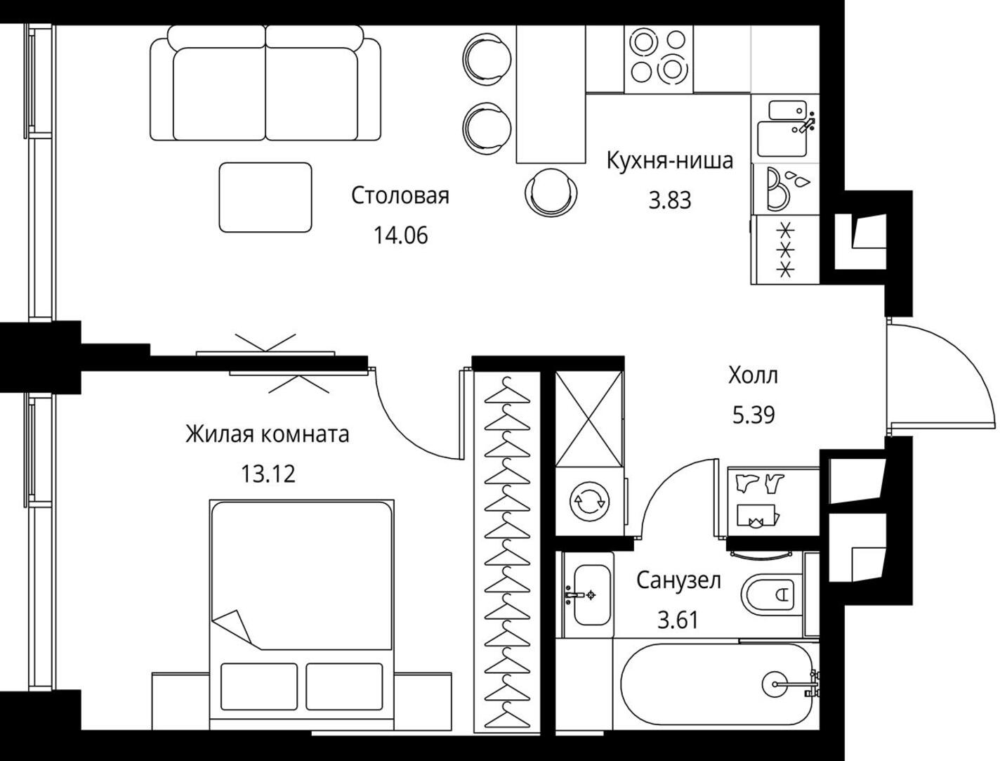 2-комнатная квартира в ЖК City Bay на 49 этаже в 1 секции. Сдача в 3 кв. 2025 г.