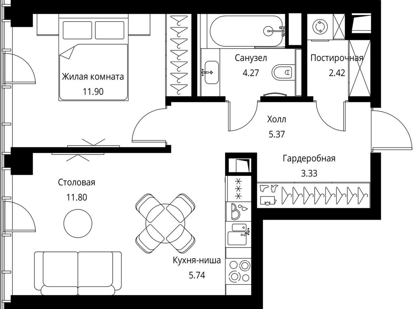 2-комнатная квартира с отделкой в ЖК Шуваловский на 1 этаже в 1 секции. Сдача в 4 кв. 2020 г.