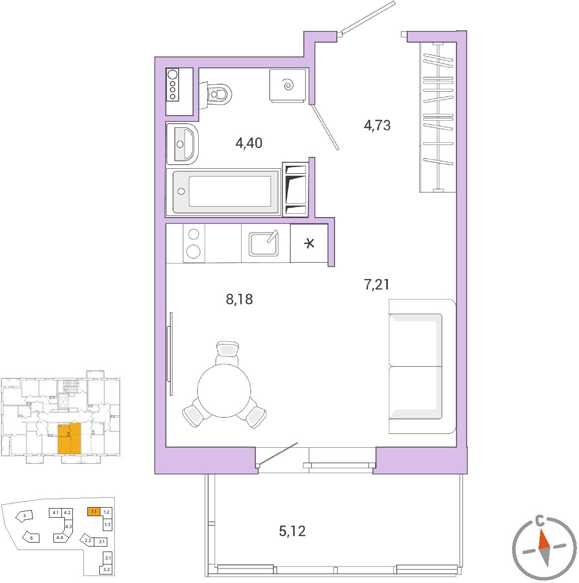 2-комнатная квартира с отделкой в ЖК City Bay на 47 этаже в 1 секции. Сдача в 3 кв. 2025 г.