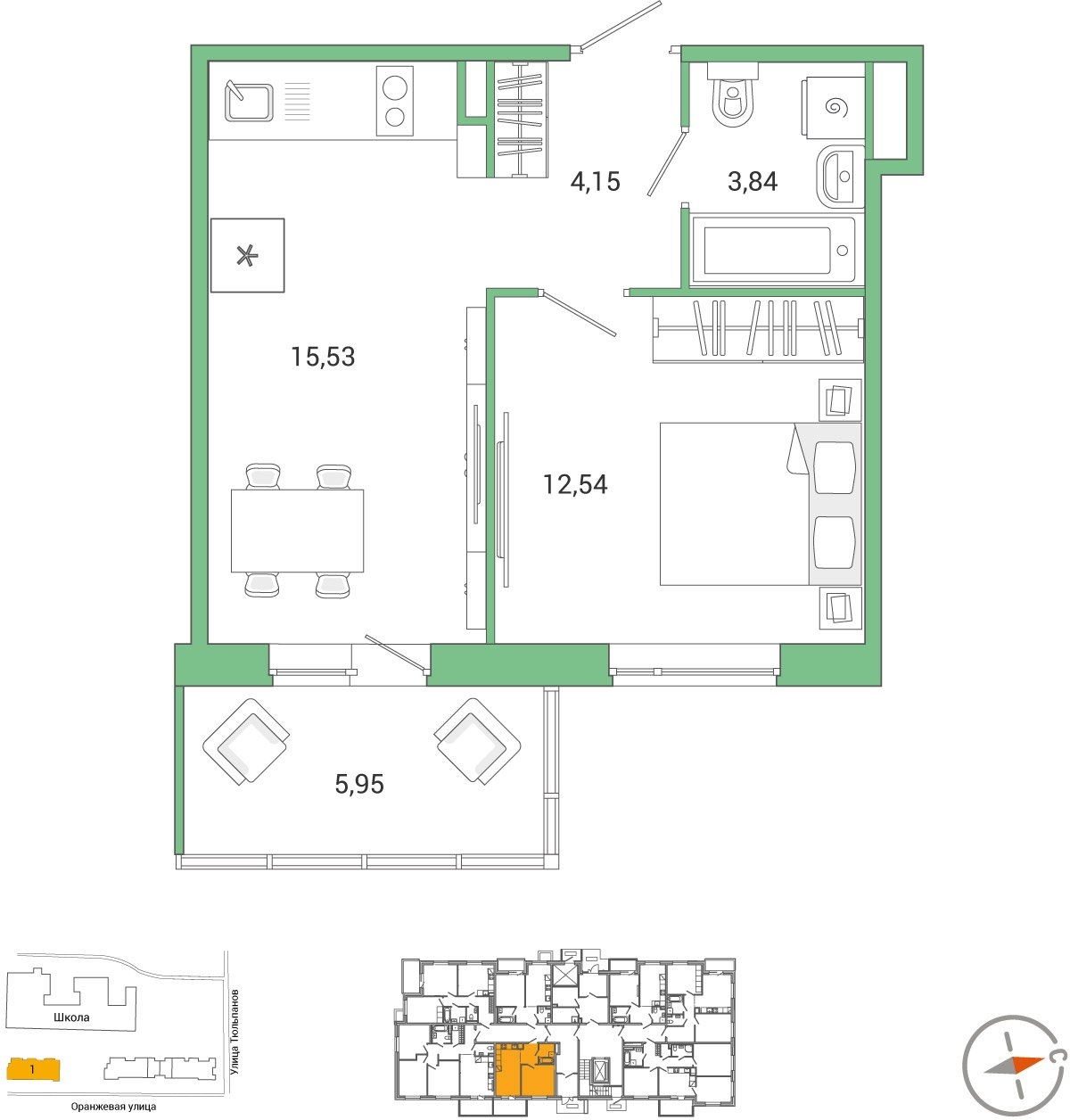 2-комнатная квартира с отделкой в ЖК City Bay на 8 этаже в 1 секции. Сдача в 4 кв. 2023 г.
