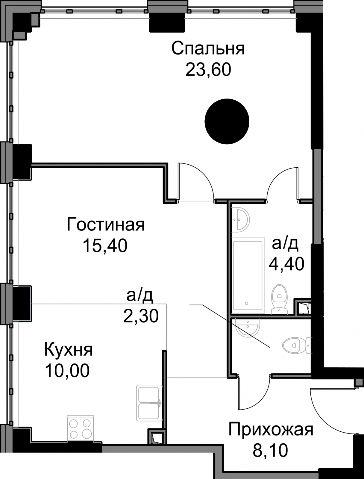 2-комнатная квартира с отделкой в ЖК City Bay на 19 этаже в 1 секции. Сдача в 3 кв. 2026 г.