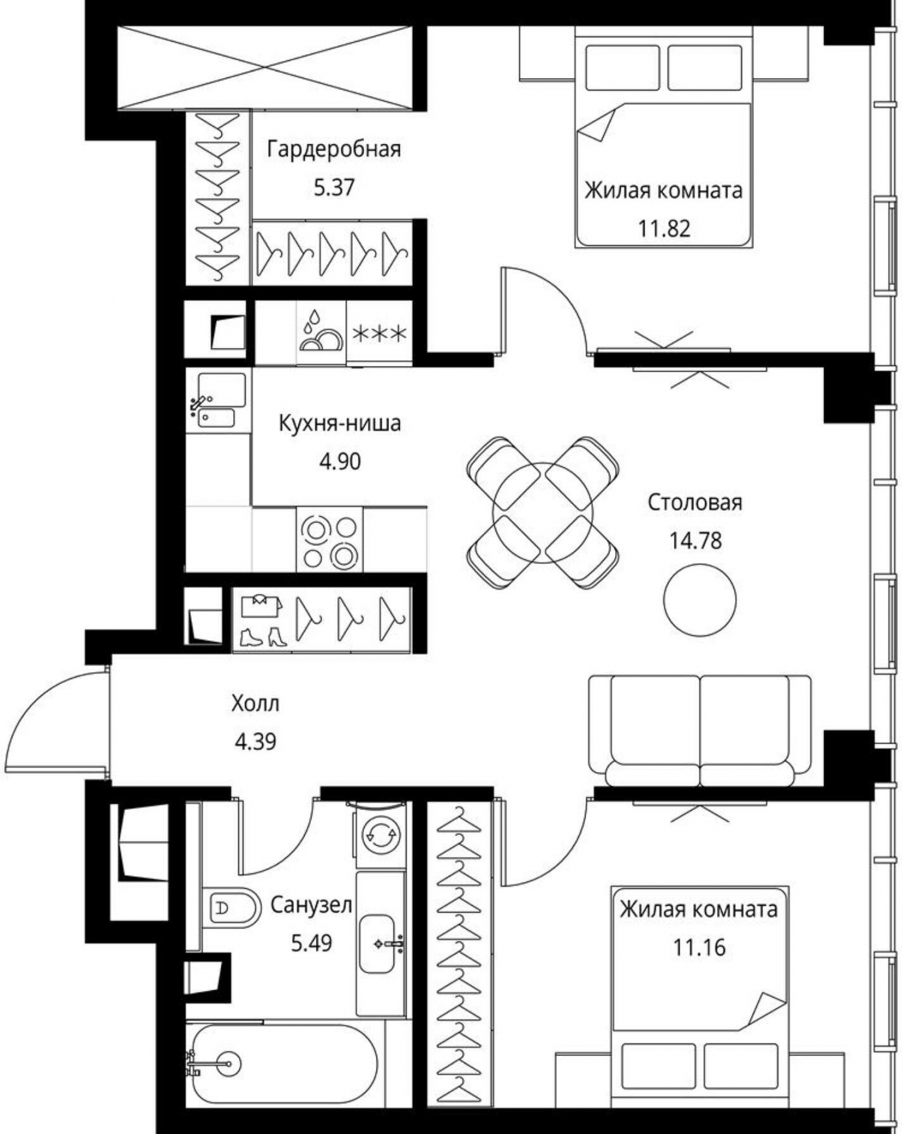 1-комнатная квартира с отделкой в ЖК Метрополия на 12 этаже в 1 секции. Сдача в 3 кв. 2024 г.