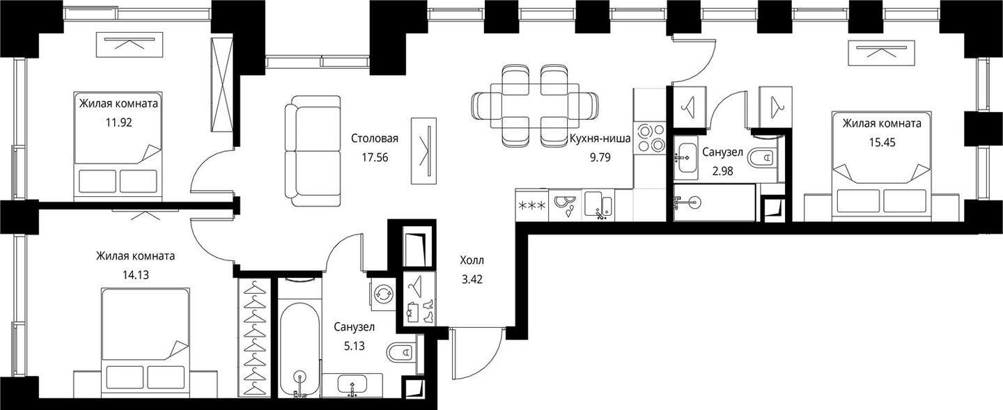 1-комнатная квартира с отделкой в ЖК City Bay на 20 этаже в 1 секции. Сдача в 4 кв. 2023 г.