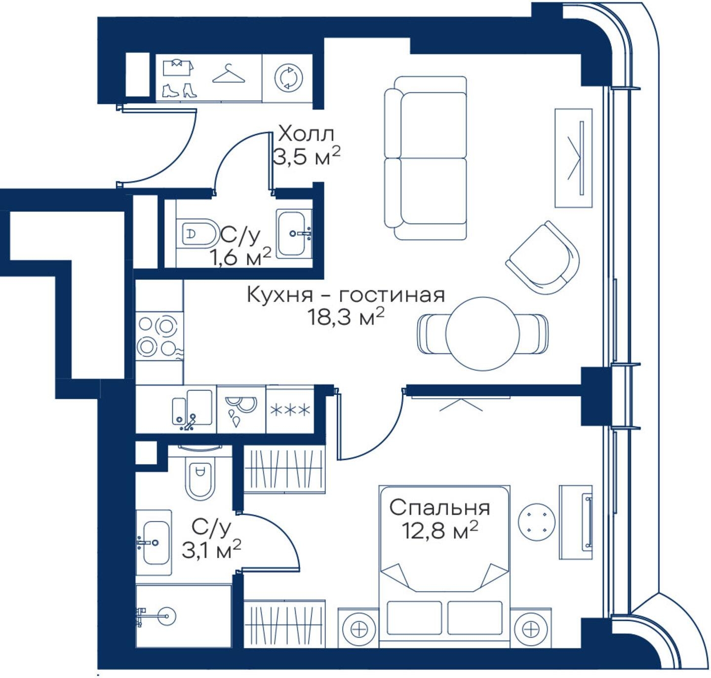 4-комнатная квартира с отделкой в ЖК Черная Речка на 8 этаже в 5 секции. Сдача в 4 кв. 2023 г.