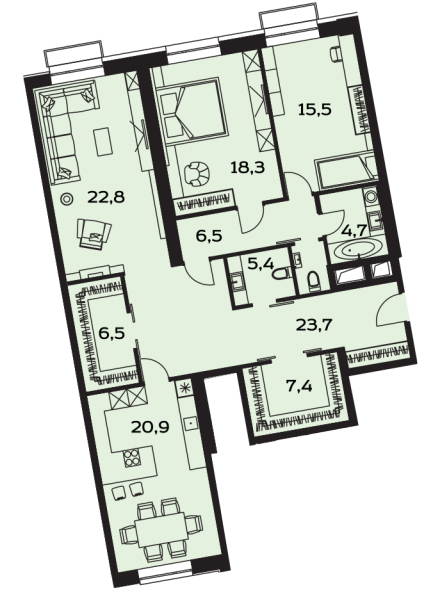 2-комнатная квартира в ЖК Лайм на 2 этаже в 4 секции. Дом сдан.