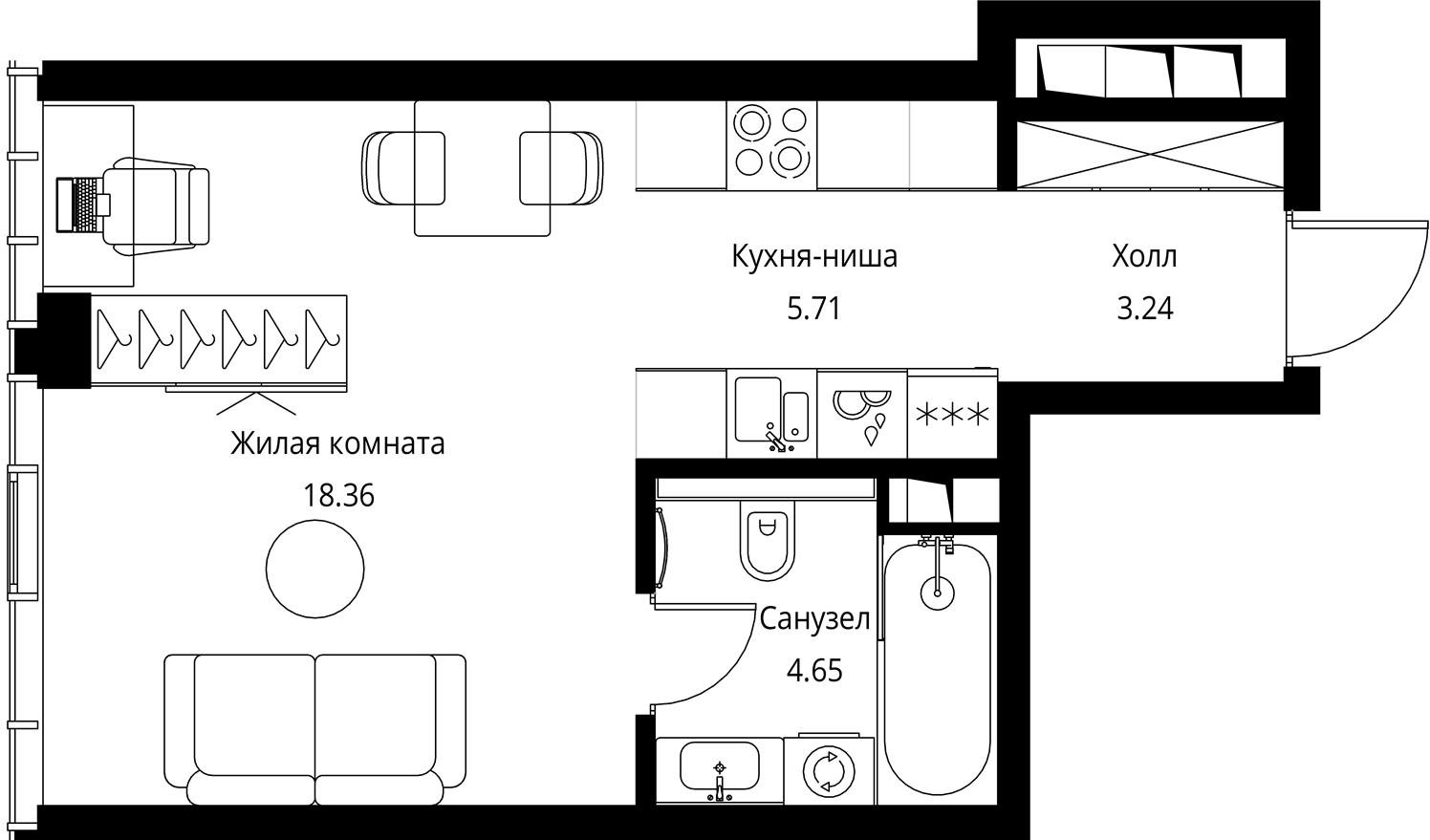 1-комнатная квартира с отделкой в ЖК Дом Достижение на 28 этаже в IV секции. Сдача в 3 кв. 2023 г.