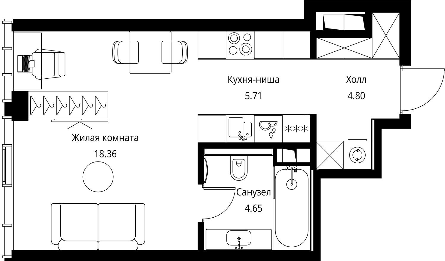 2-комнатная квартира с отделкой в ЖК Дом Достижение на 25 этаже в IV секции. Сдача в 3 кв. 2023 г.