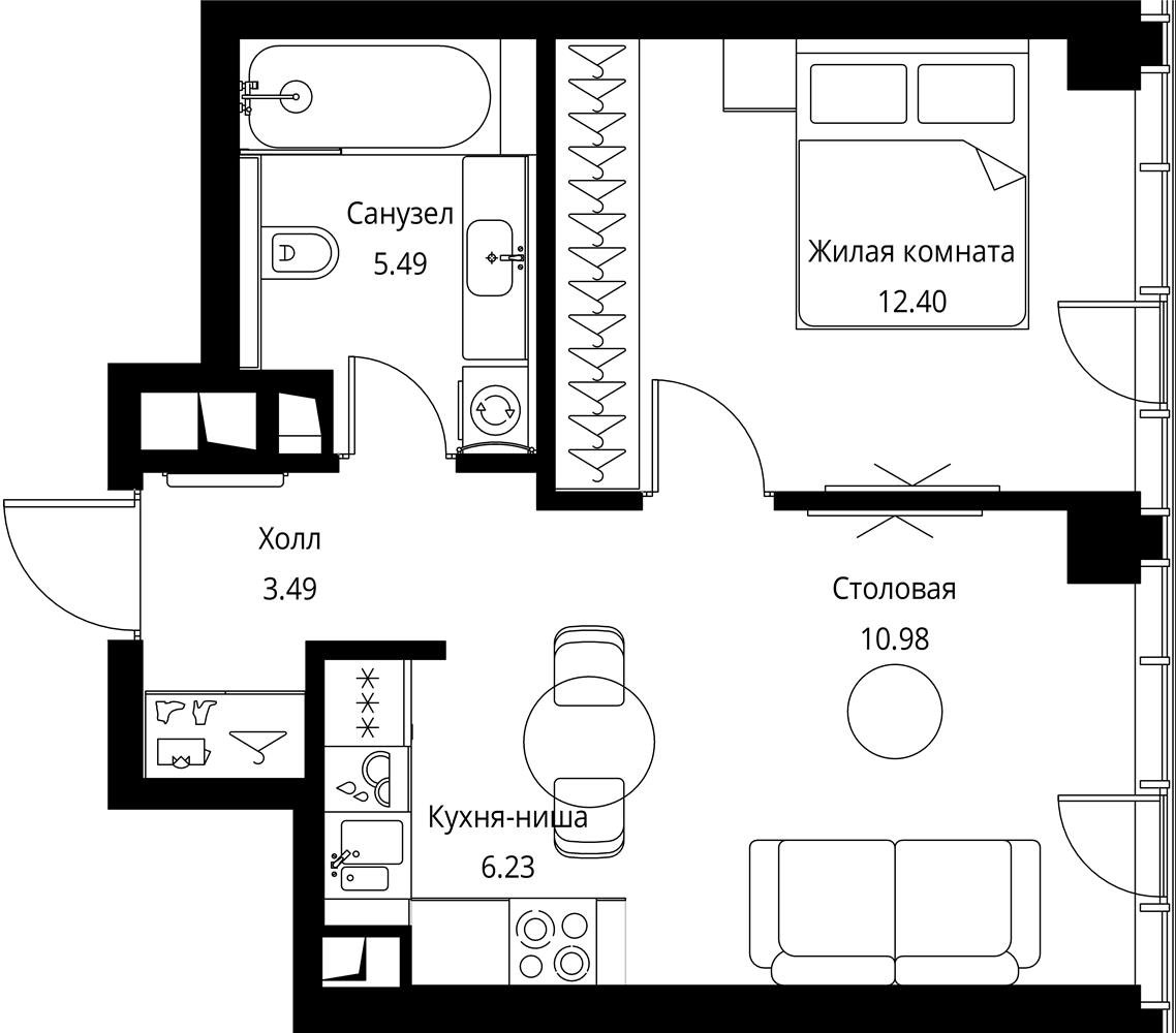 1-комнатная квартира в ЖК Михалковский на 4 этаже в 1 секции. Сдача в 3 кв. 2024 г.