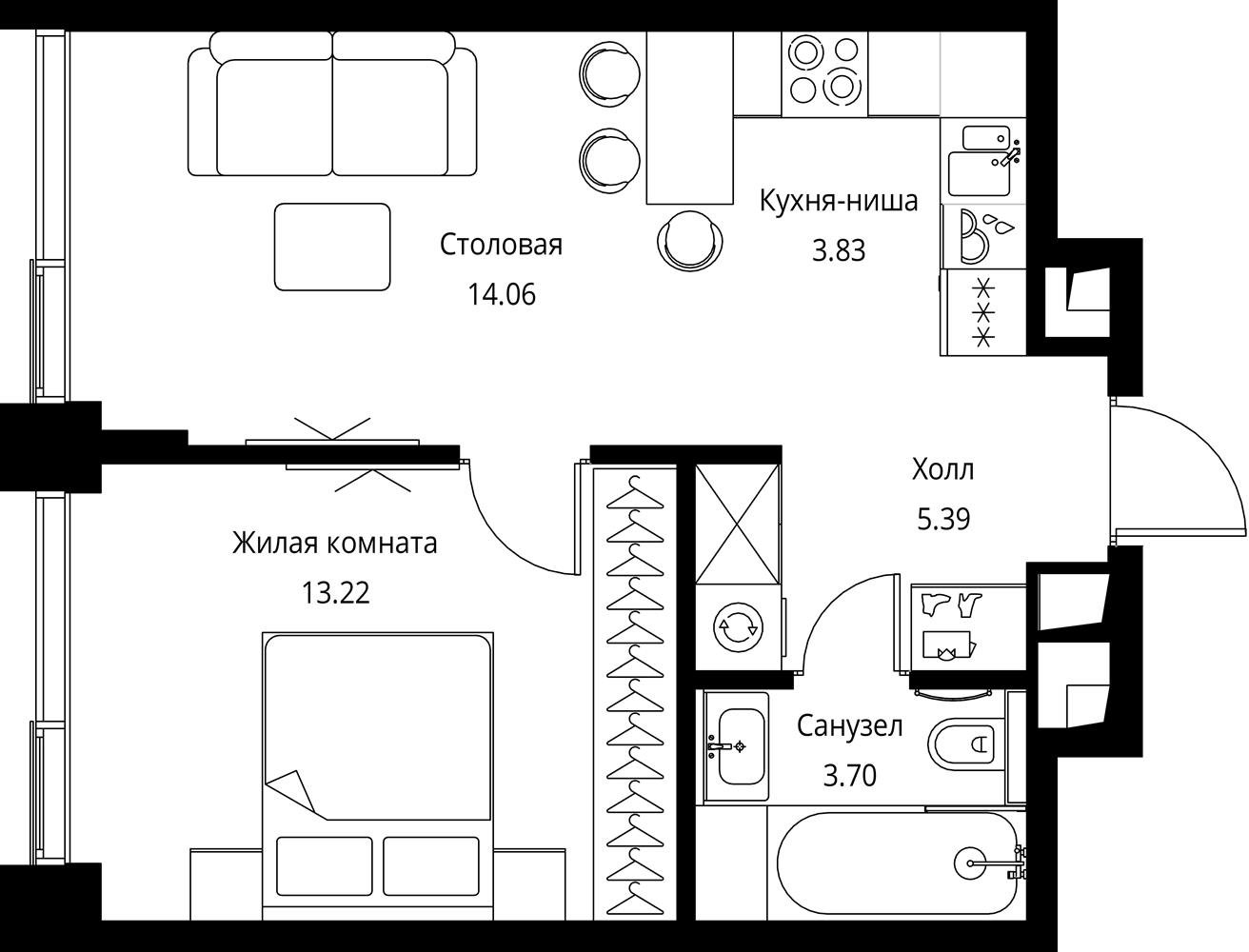 1-комнатная квартира с отделкой в ЖК City Bay на 2 этаже в 1 секции. Сдача в 3 кв. 2026 г.