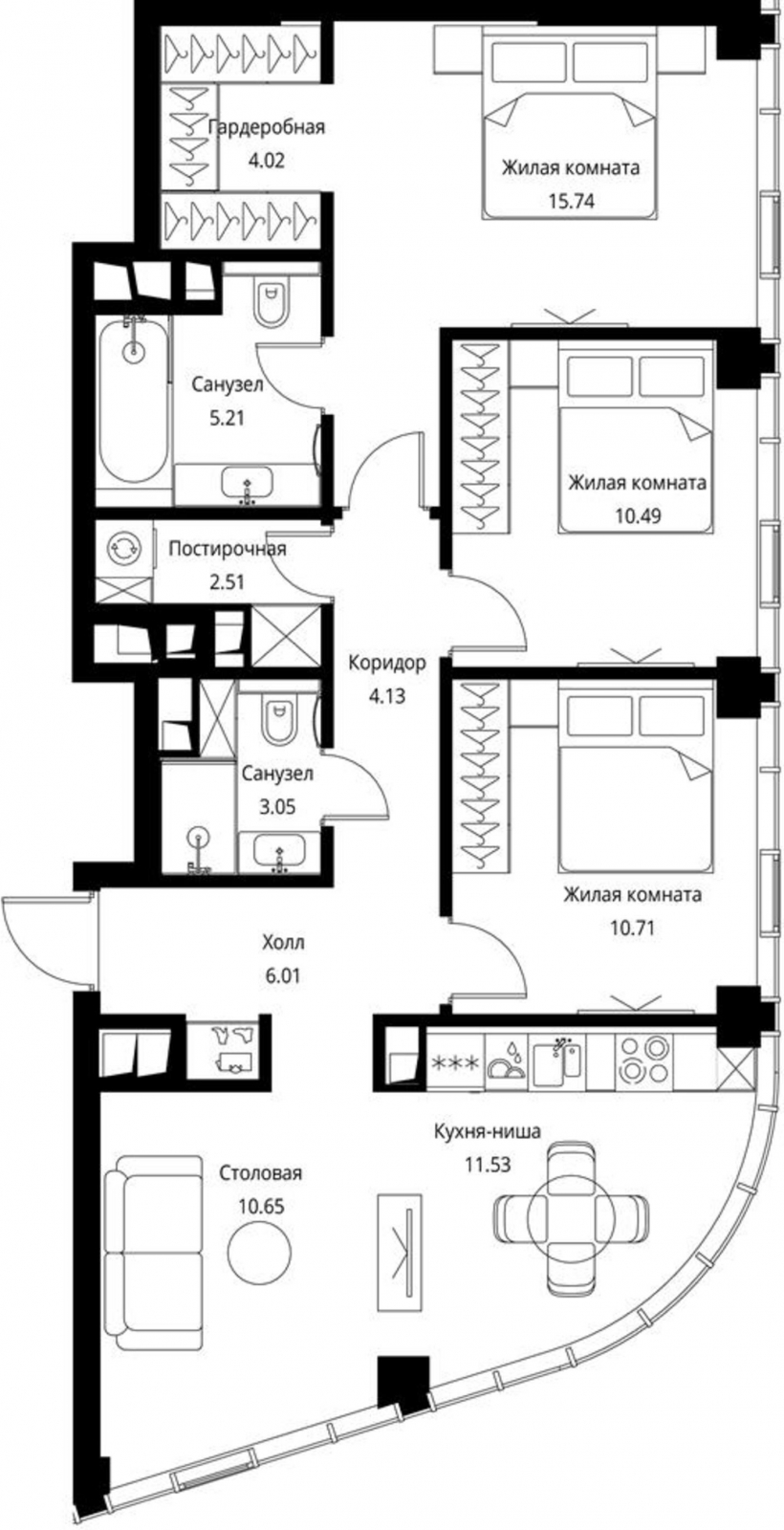 1-комнатная квартира (Студия) с отделкой в ЖК City Bay на 9 этаже в 1 секции. Сдача в 3 кв. 2026 г.