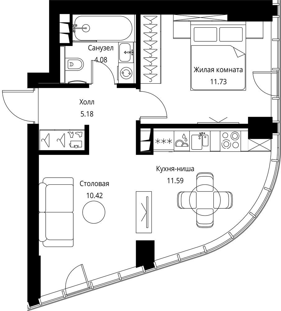 3-комнатная квартира в ЖК Михалковский на 12 этаже в 4 секции. Сдача в 3 кв. 2024 г.