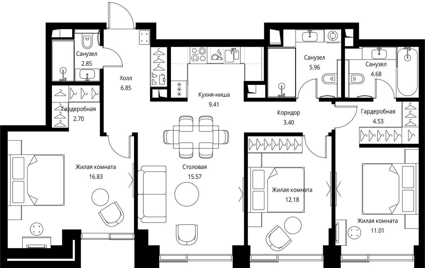 2-комнатная квартира с отделкой в ЖК City Bay на 24 этаже в 1 секции. Сдача в 3 кв. 2026 г.