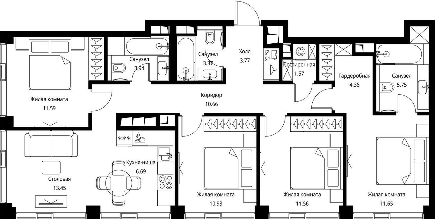 2-комнатная квартира с отделкой в ЖК City Bay на 27 этаже в 1 секции. Сдача в 4 кв. 2023 г.