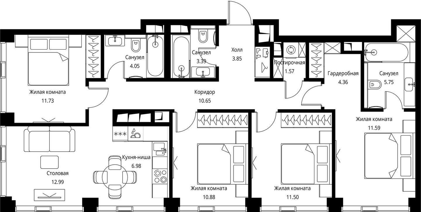 2-комнатная квартира с отделкой в ЖК City Bay на 25 этаже в 1 секции. Сдача в 4 кв. 2023 г.