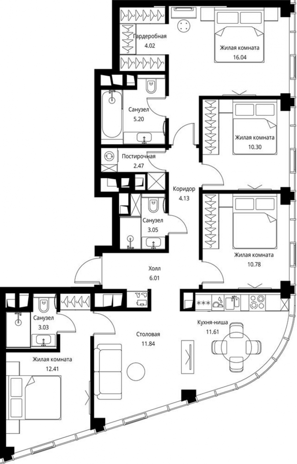 1-комнатная квартира (Студия) с отделкой в ЖК City Bay на 21 этаже в 1 секции. Сдача в 3 кв. 2026 г.