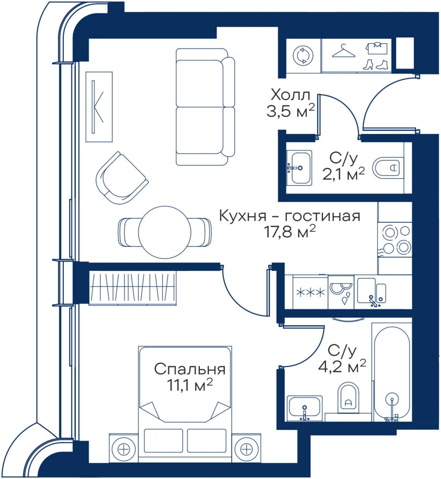 3-комнатная квартира в ЖК Михалковский на 3 этаже в 4 секции. Сдача в 3 кв. 2024 г.