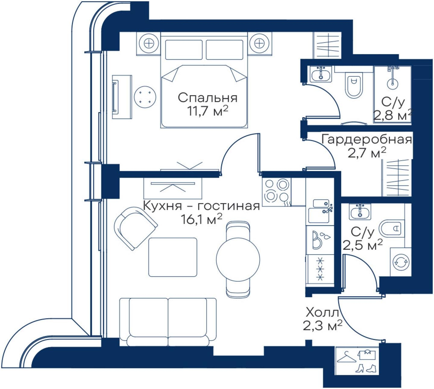 1-комнатная квартира (Студия) в ЖК Михалковский на 10 этаже в 2 секции. Сдача в 3 кв. 2024 г.