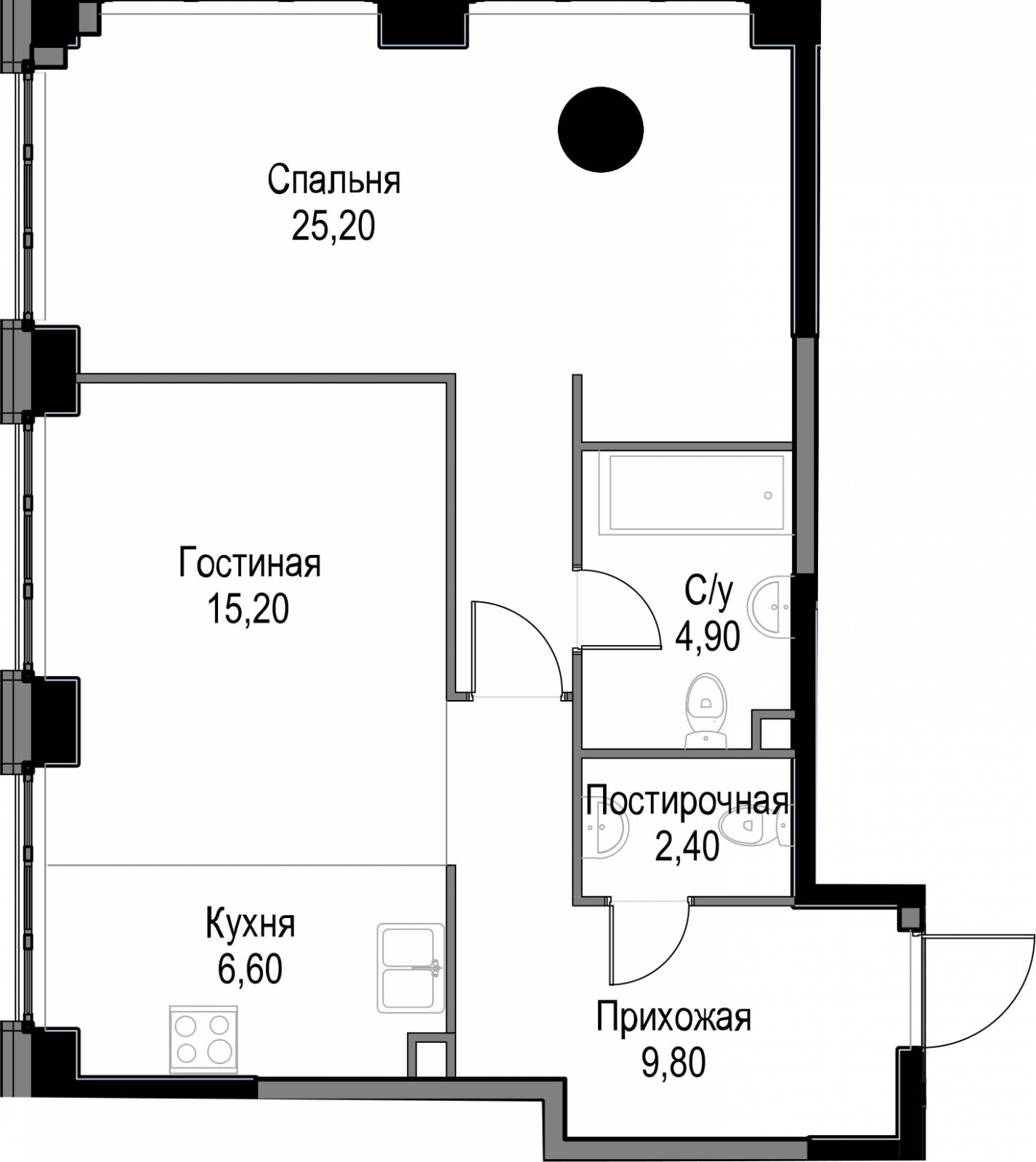 1-комнатная квартира с отделкой в ЖК City Bay на 13 этаже в 1 секции. Сдача в 4 кв. 2023 г.