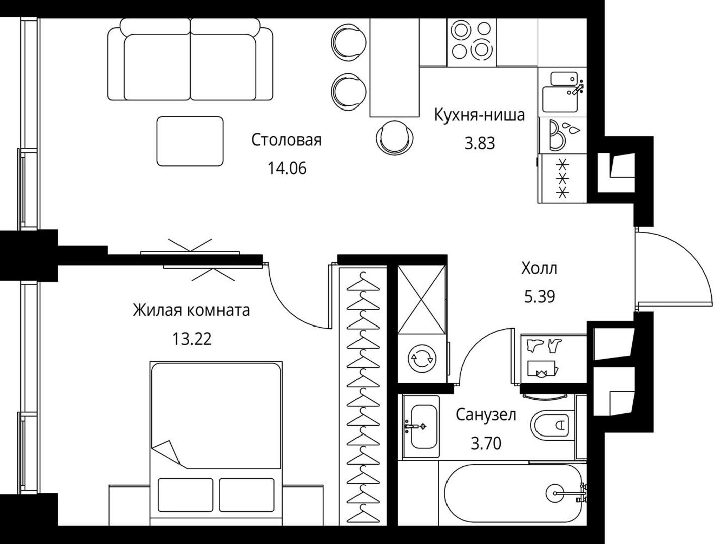 2-комнатная квартира с отделкой в ЖК City Bay на 44 этаже в 1 секции. Сдача в 4 кв. 2023 г.