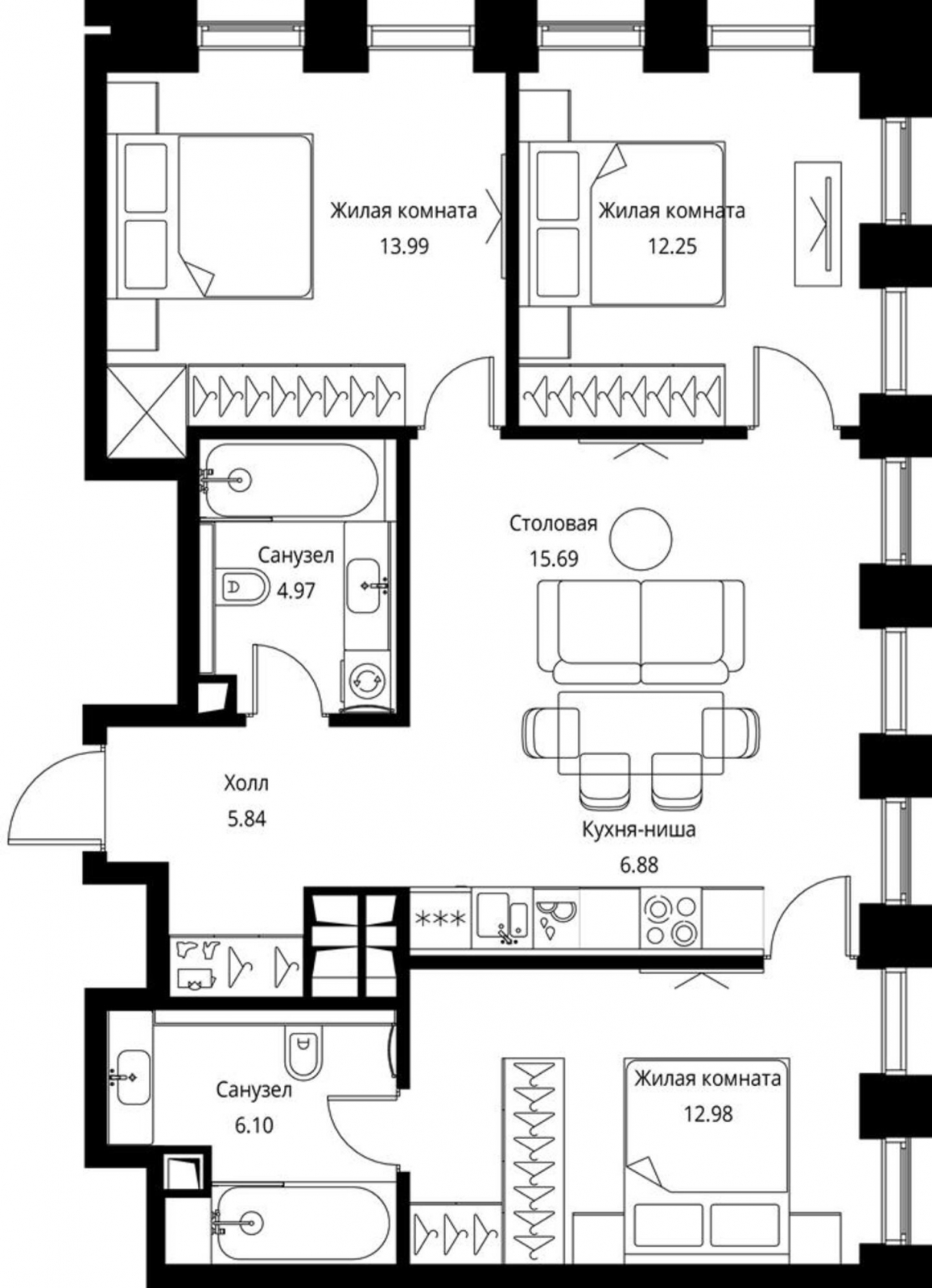 2-комнатная квартира с отделкой в ЖК Южная Битца на 2 этаже в 4 секции. Сдача в 3 кв. 2023 г.