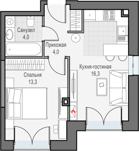 2-комнатная квартира с отделкой в ЖК City Bay на 4 этаже в 1 секции. Сдача в 3 кв. 2025 г.