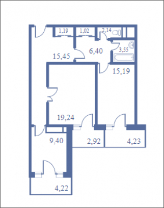 2-комнатная квартира с отделкой в ЖК Государев дом на 2 этаже в 6 секции. Сдача в 1 кв. 2023 г.
