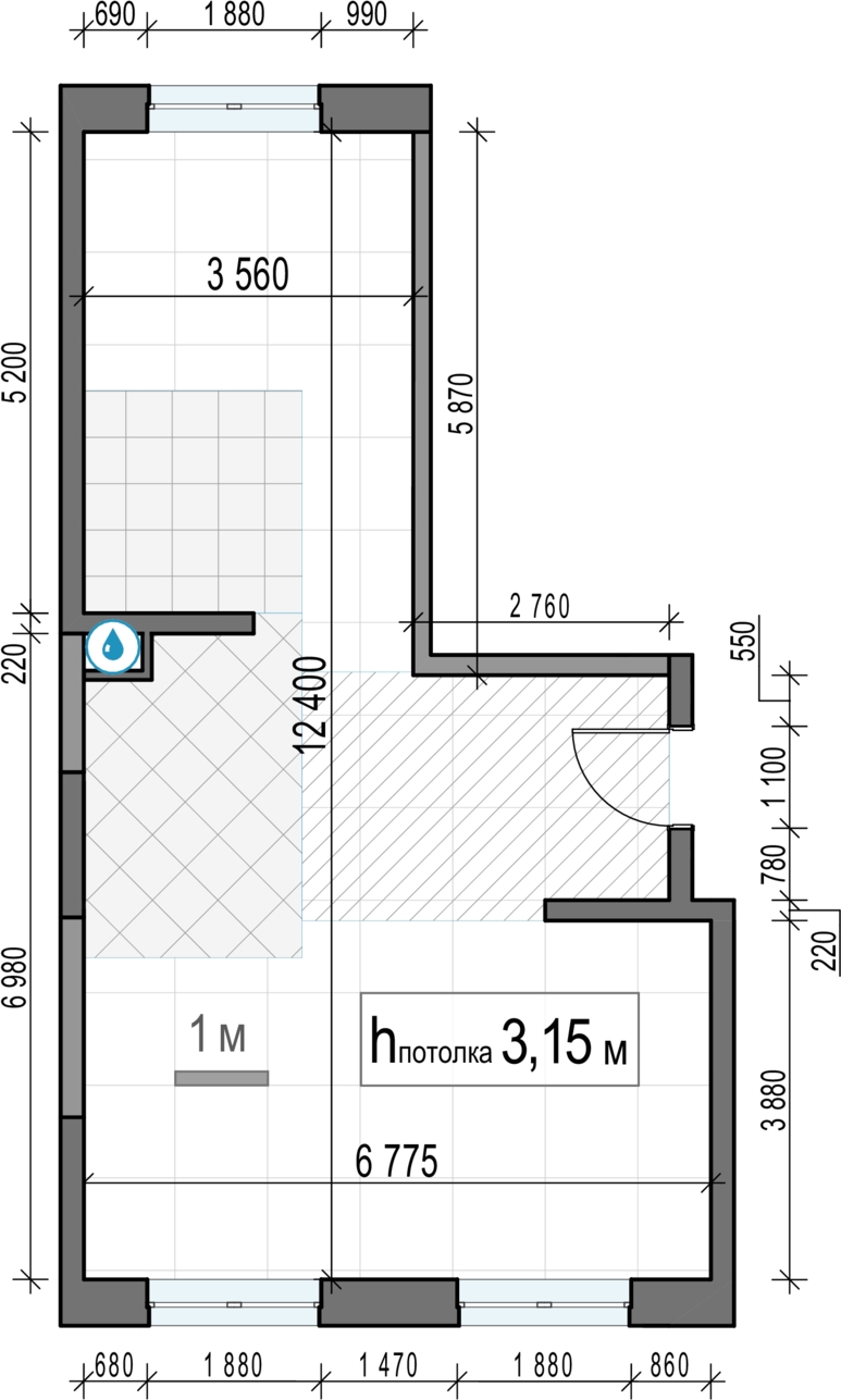 1-комнатная квартира (Студия) в ЖК Бунинские кварталы на 4 этаже в 5 секции. Сдача в 2 кв. 2026 г.