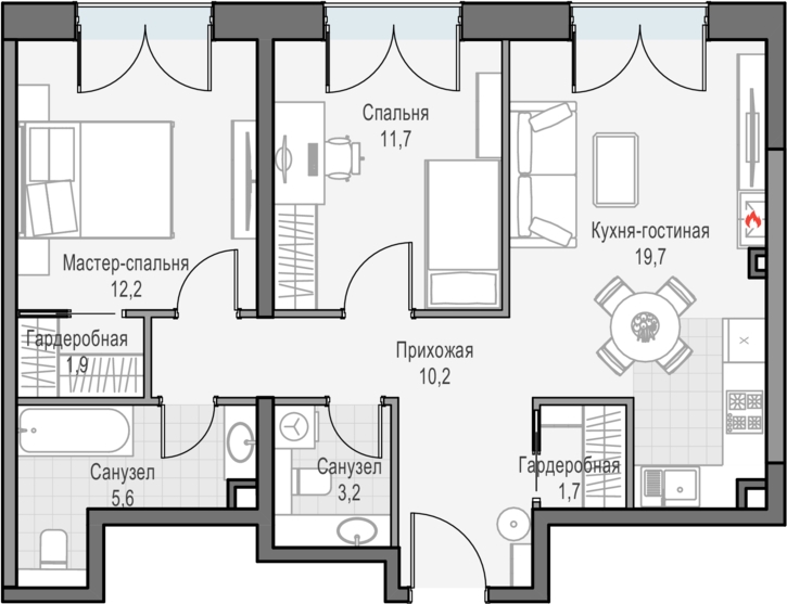 1-комнатная квартира в ЖК N'ICE LOFT на 20 этаже в 1 секции. Сдача в 1 кв. 2024 г.