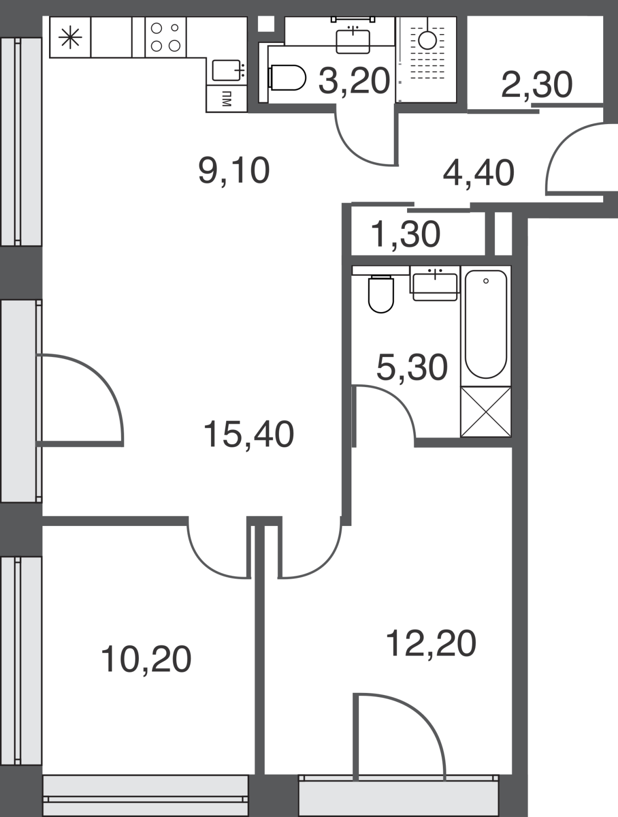 1-комнатная квартира с отделкой в ЖК N'ICE LOFT на 1 этаже в 1 секции. Сдача в 1 кв. 2024 г.
