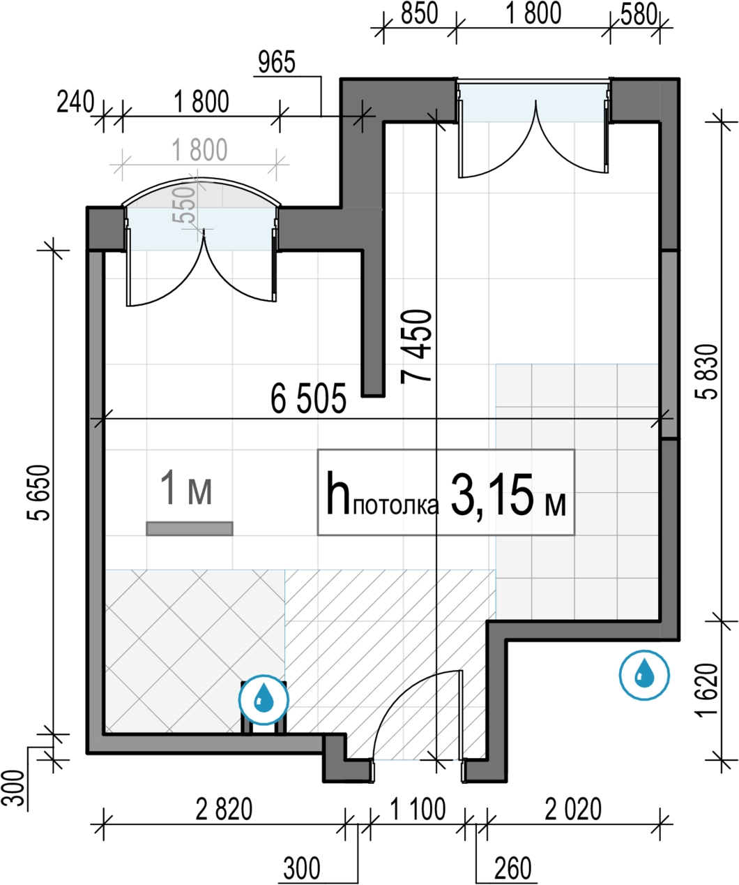 1-комнатная квартира (Студия) в ЖК N'ICE LOFT на 2 этаже в 1 секции. Сдача в 1 кв. 2024 г.
