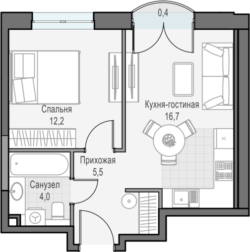 2-комнатная квартира в ЖК Бунинские кварталы на 2 этаже в 1 секции. Сдача в 4 кв. 2024 г.