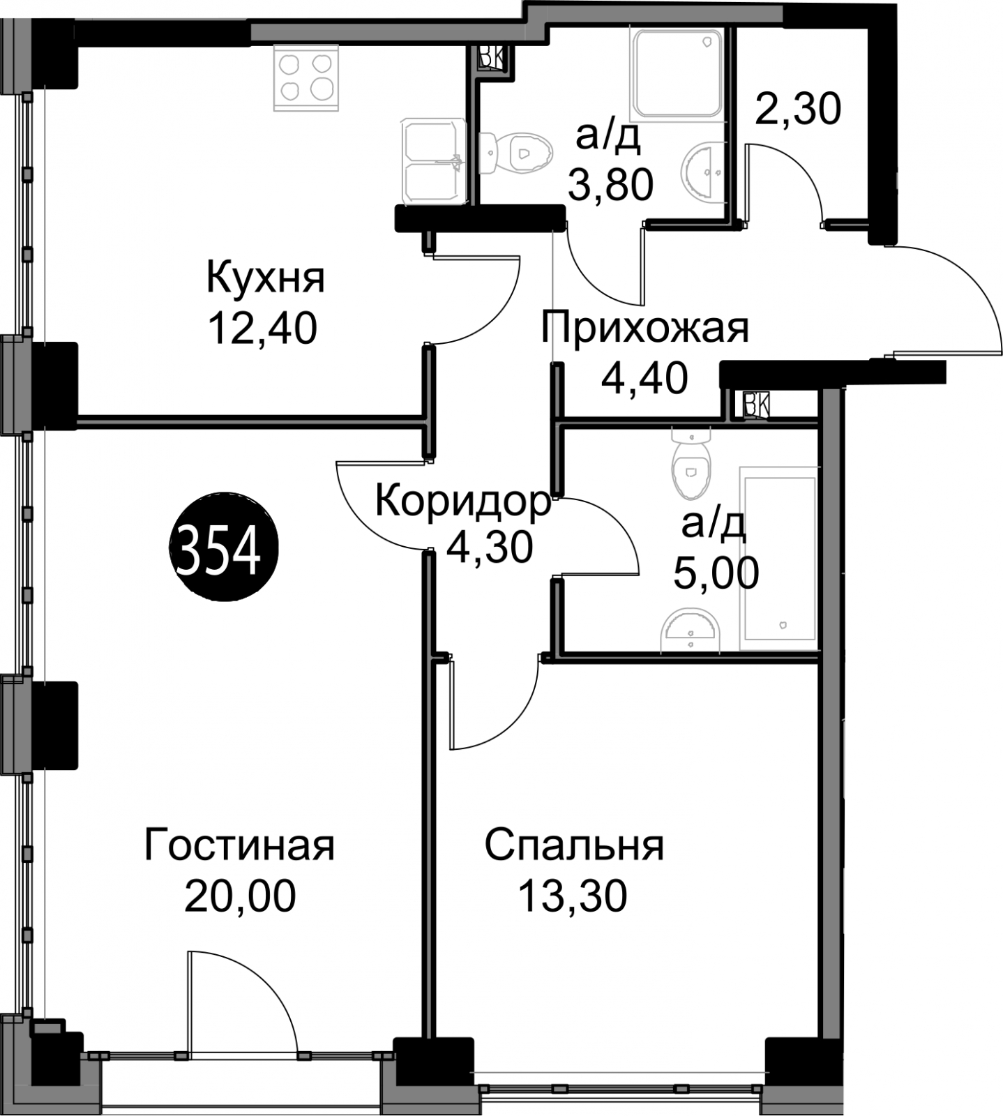 3-комнатная квартира с отделкой в ЖК City Bay на 8 этаже в 1 секции. Сдача в 3 кв. 2026 г.