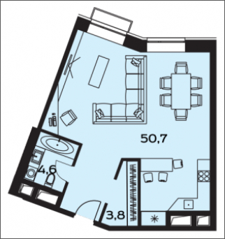 3-комнатная квартира с отделкой в ЖК Headliner на 10 этаже в 1 секции. Сдача в 4 кв. 2022 г.