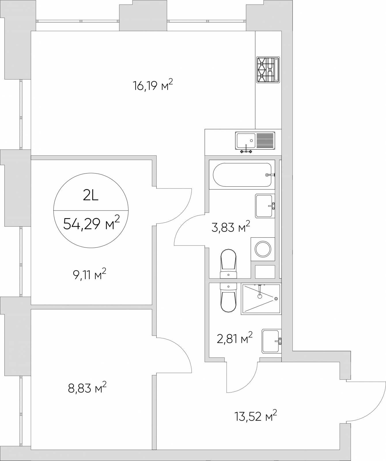 2-комнатная квартира с отделкой в ЖК Дом Достижение на 23 этаже в III секции. Сдача в 3 кв. 2023 г.