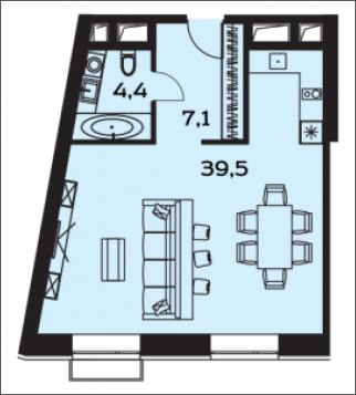 3-комнатная квартира в ЖК Headliner на 2 этаже в 1 секции. Сдача в 4 кв. 2022 г.