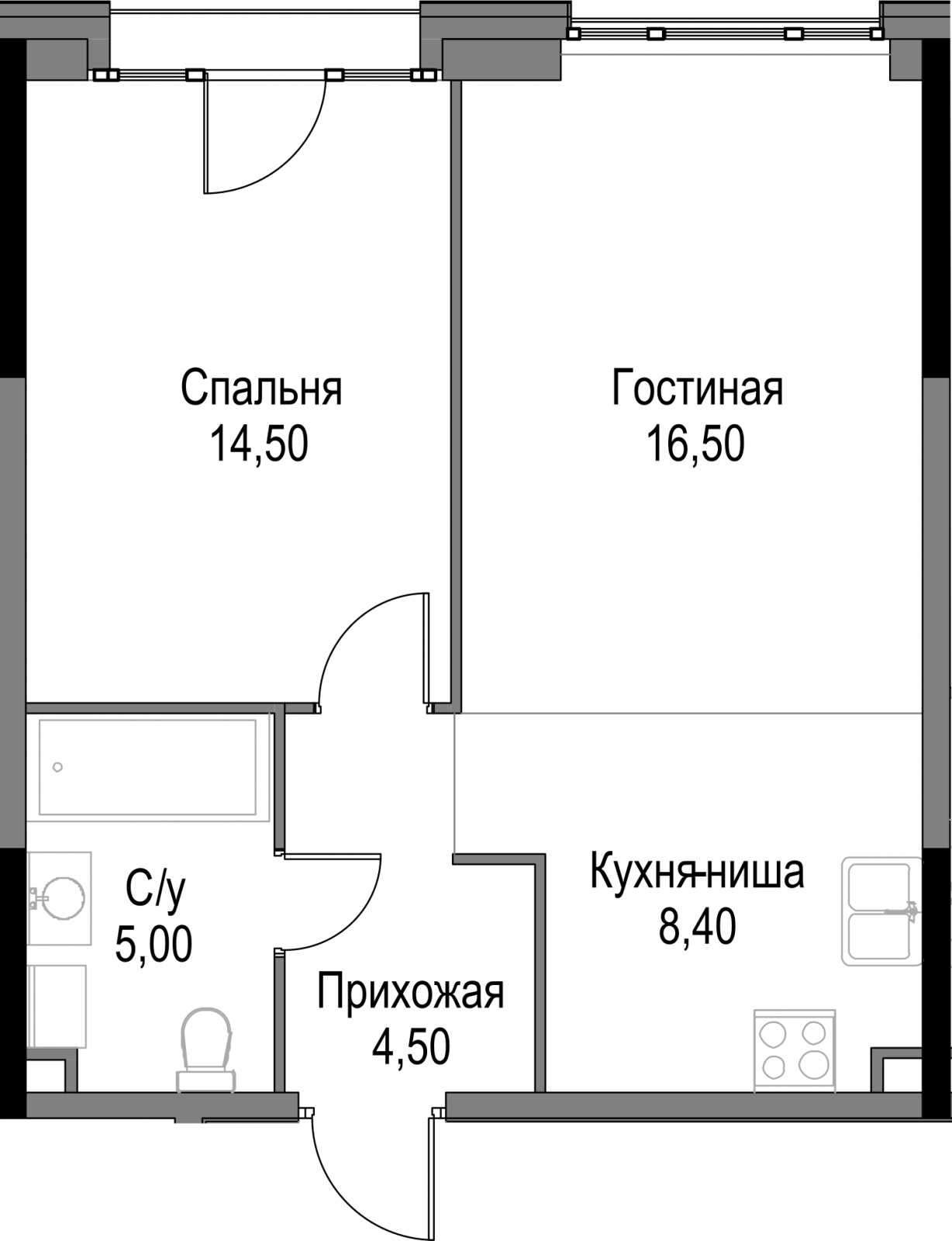 2-комнатная квартира с отделкой в ЖК City Bay на 8 этаже в 1 секции. Сдача в 3 кв. 2026 г.