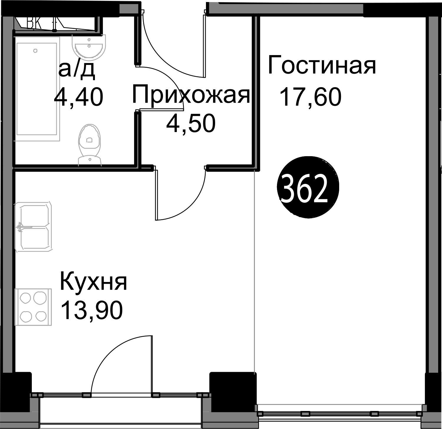 1-комнатная квартира с отделкой в ЖК Дом Достижение на 20 этаже в II секции. Сдача в 3 кв. 2023 г.