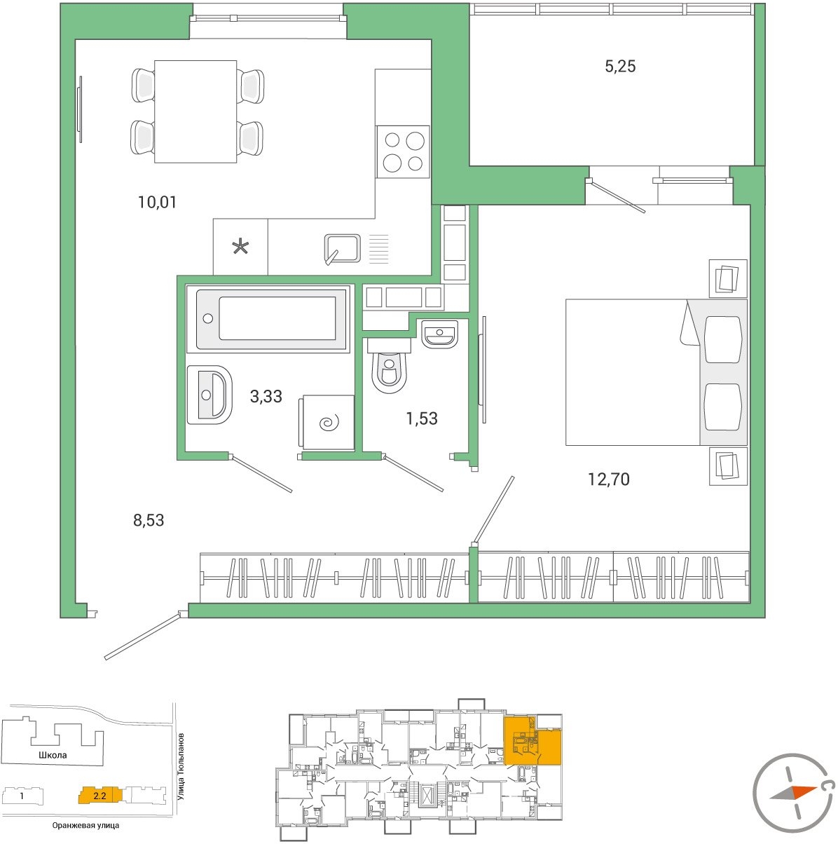1-комнатная квартира с отделкой в ЖК Дом Достижение на 19 этаже в II секции. Сдача в 3 кв. 2023 г.