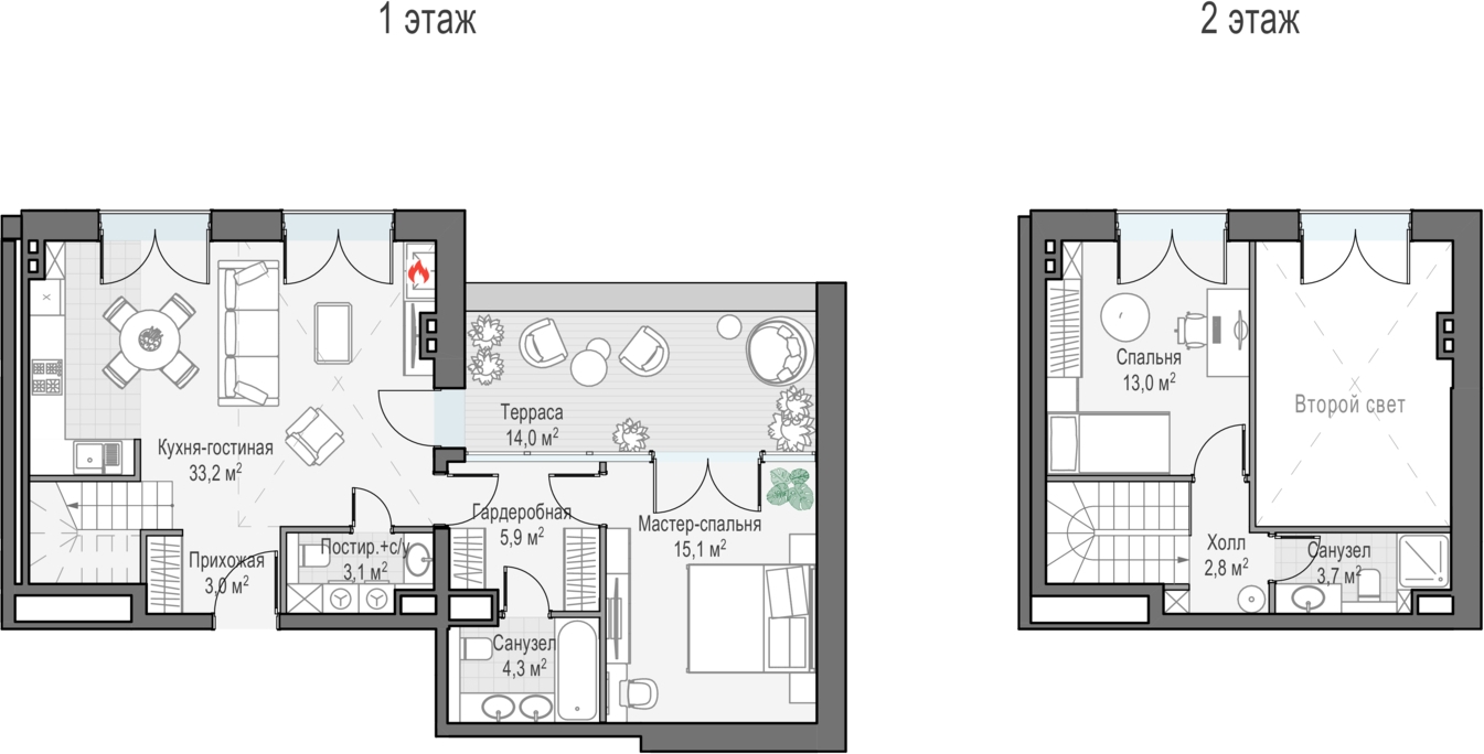2-комнатная квартира в ЖК Настроение на 3 этаже в 4 секции. Сдача в 3 кв. 2021 г.