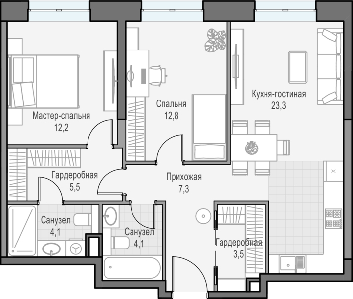 1-комнатная квартира с отделкой в ЖК City Bay на 7 этаже в 1 секции. Сдача в 3 кв. 2026 г.