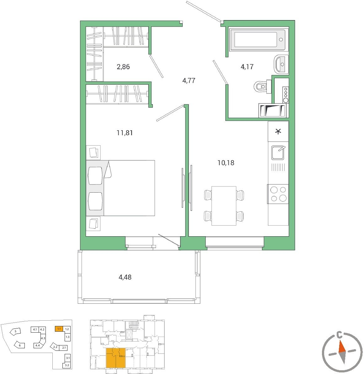 3-комнатная квартира с отделкой в ЖК Дом Достижение на 15 этаже в II секции. Сдача в 3 кв. 2023 г.