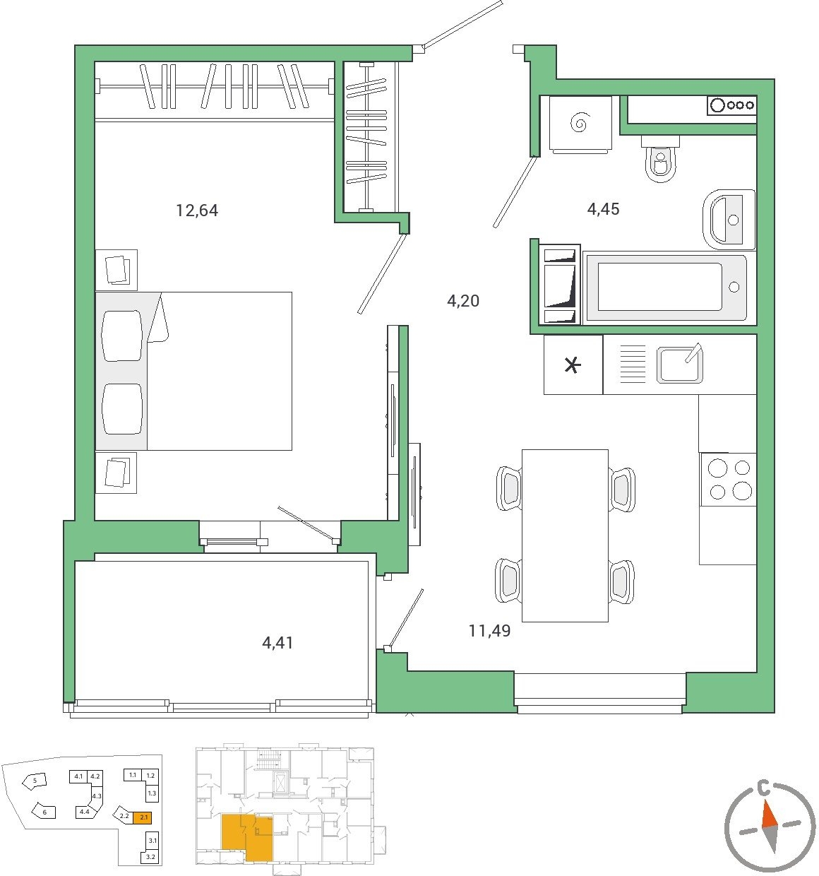 2-комнатная квартира с отделкой в ЖК City Bay на 40 этаже в 1 секции. Сдача в 4 кв. 2023 г.